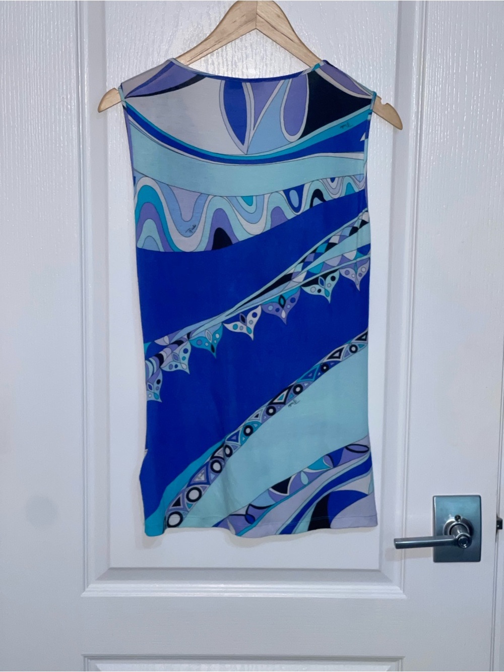 EMILIO PUCCI Swirl Print Cross Front Deep V Stretch Cotton Tank $1,940 40 US 10 - Picture 8 of 13